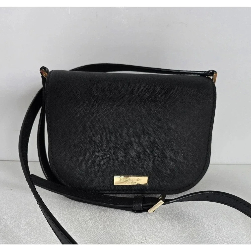 KATE SPADE NEW YORK CROSSBODY PURSE BLACK SAFFIANO LEATHER SMALL